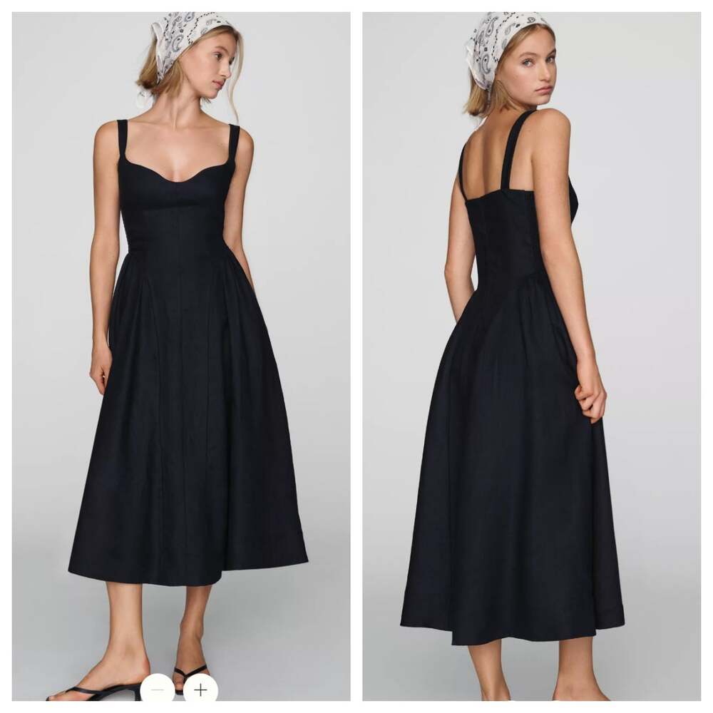 Reformation Birdie 100% Linen Midi Dress Size 4